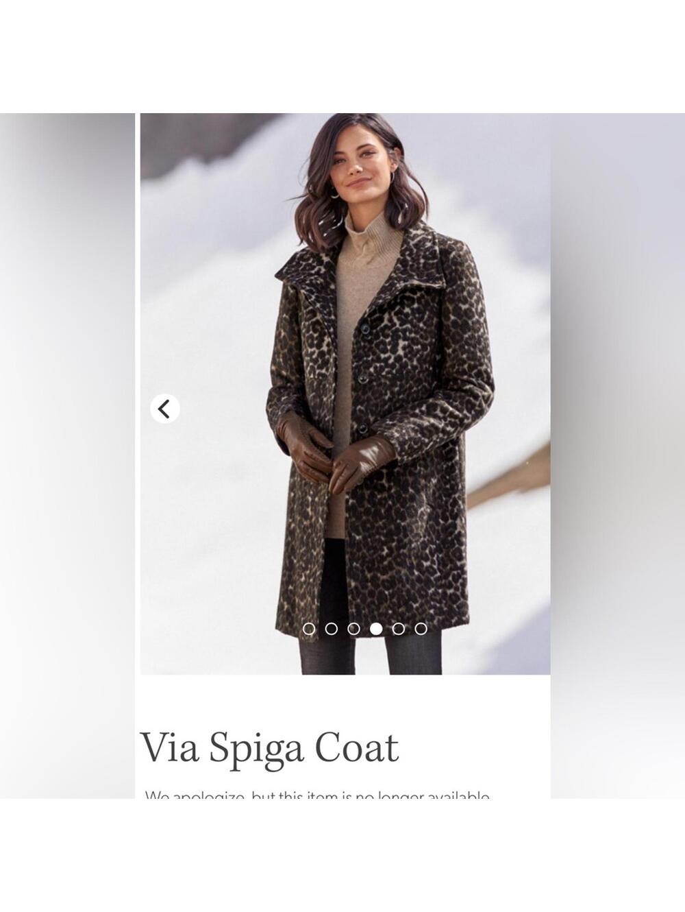 New Via Spiga Size 2 Leopard Patterned Coat